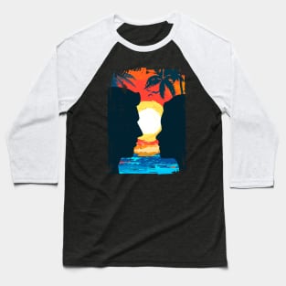 Colorful Beach Sunset Summer Design Baseball T-Shirt